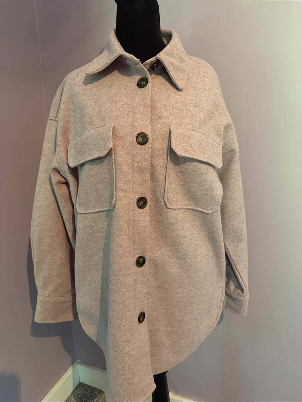 H & M Wool-Blend Overshirt Jacket - Lavender X-small NWT
